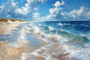 Peinture plage mer | Peinture eau | Peinture mer et plage