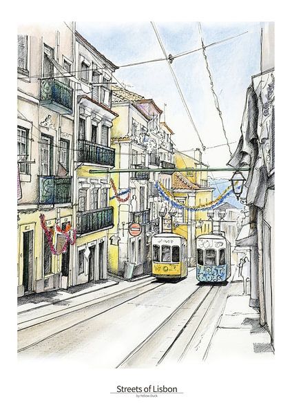 Affiche 5 de Lisbonne - Tram du Chiado par Yeon Yellow-Duck Choi