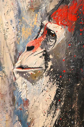 Peinture abstraite dynamique d'un singe