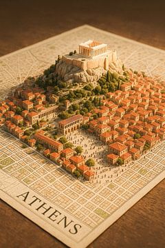 Athene Akropolis Parthenon 3D Kaart - Oud Griekenland Muurkunst