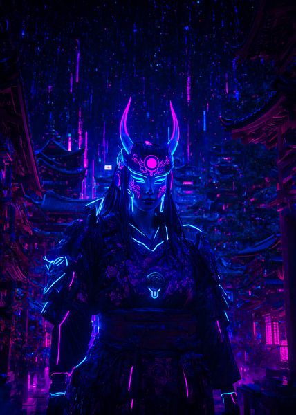 Cyberpunk Oni Mask Girl Anime Japan von Ruzerin