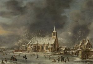 Blick auf die Kirche in Sloten im Winter