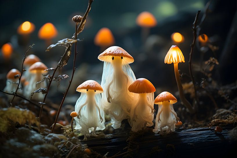 delicate spookachtige lichtgevende vliegenzwammen van Heike Hultsch