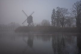 windmill in the fog by Bart Liesenborgs