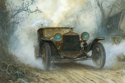 Drawing of an old, classic car 