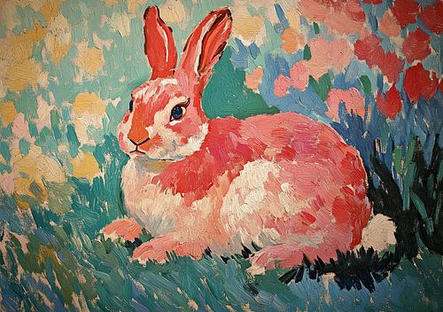 A rabbit in a sea of flowers