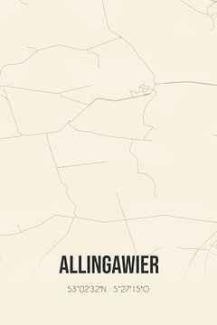 Vintage landkaart van Allingawier (Fryslan) van Rezona
