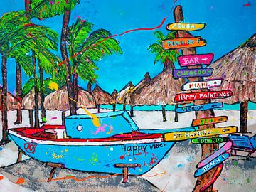 Palmenstrand Aruba von Happy Paintings