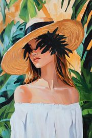 Tropischer Charme im Hut von Poster Art Shop