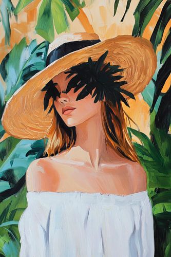 Charme tropical dans un chapeau