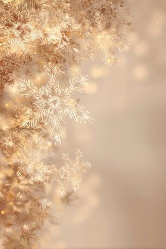 Snow Crystals in Golden Glow Icy Elegance