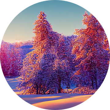 Het Landschap van de winter met Kleurrijke Bomen en Sneeuw Illustratie van Animaflora PicsStock