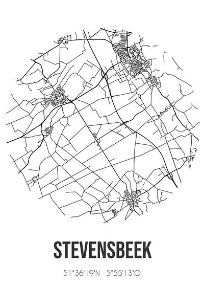 Stevensbeek (Noord-Brabant) | Map | Black and White by Prints of Place