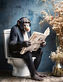 Monkey on the toilet by Martin Mol
