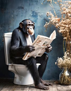 Singe sur les toilettes