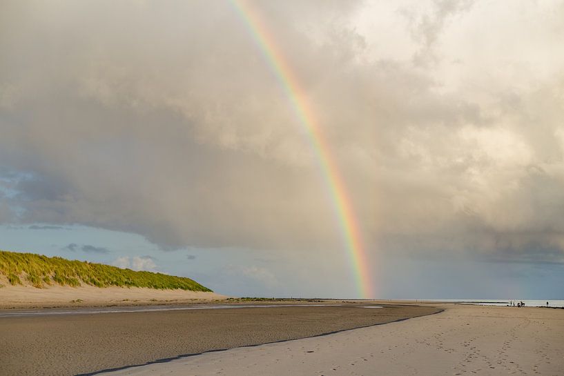 Dünen, Regenbogen und schöner Himmel über Amelander Strand von Nicole Nagtegaal