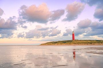 Texel lighthouse in the dunes during a calm autumn afternoon