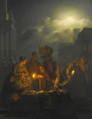 Nederlandse avondmarkt op de Kaasmarkt, Rotterdam, Petrus van Schendel