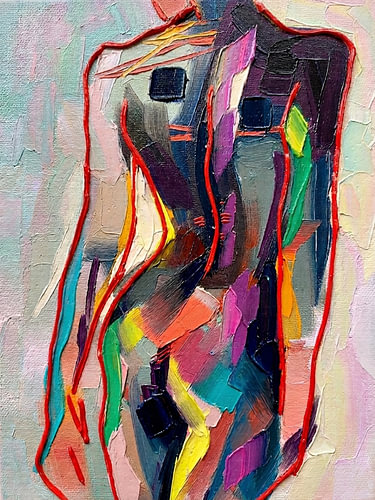 The still dynamism of a woman’s back.