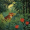 Majestic Tiger in the Jungle - Painting in the Style of Henri Rousseau by Roger VDB
