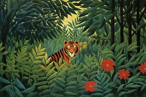 Tigre majestueux dans la jungle - Peinture dans le style d'Henri Rousseau
