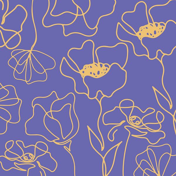 Scandinavian Flower Market Very Peri Purple by Mad Dog Art