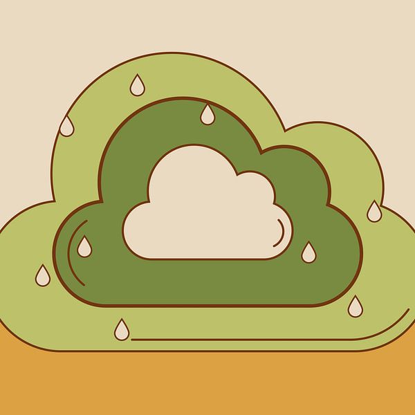 In The Clouds | 2D-Rendering von grünen Wolken von Wybrich