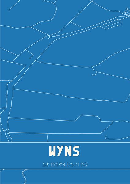 Blauwdruk | Landkaart | Wyns (Fryslan) van Stad & Wand