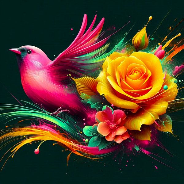 oiseau avec des fleurs par Bernhard Karssies