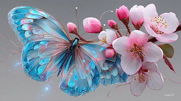 vlinder op bloem van Gelissen Artworks