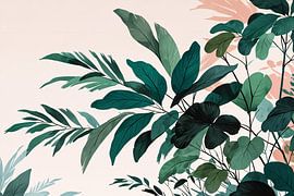 Japandi style botanical artwork with leaves by Art & Soul Creations