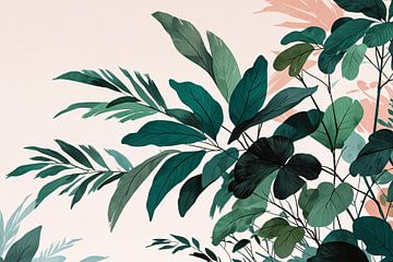 Japandi stijl botanisch kunstwerk met bladeren van Art & Soul Creations