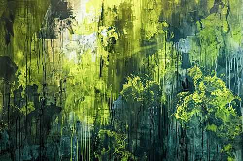 Abstract bos landschap schilderij