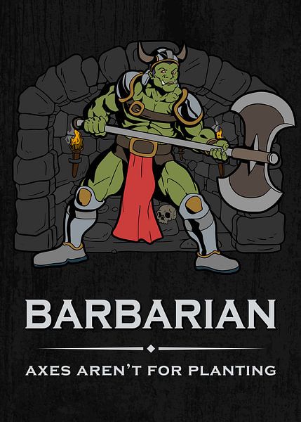 Furchteinflößender Ork-Barbar mit Doppelaxt von Pixelbull Design