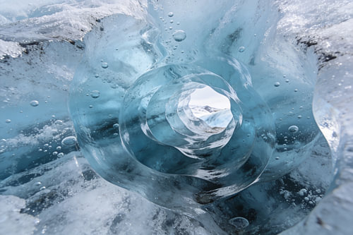 Deep Blue Glacier Ice – Macro Nature Art