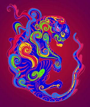 Aziatische draak in heldere kleuren van FRESH Fine Art