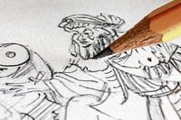 Wannabee Rembrandt van Rijn met een poging hem te evenaren