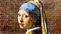 Meisje met de parel - muurschildering graffiti  donker