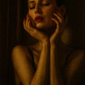 Portrait of woman in dark by Franka Poulain