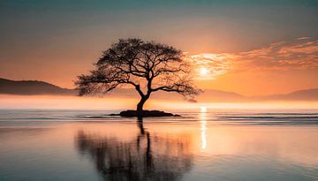 Baum im Meer in der Landschaft von Mustafa Kurnaz