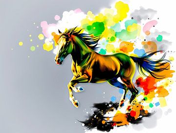 Paard in coloursplash