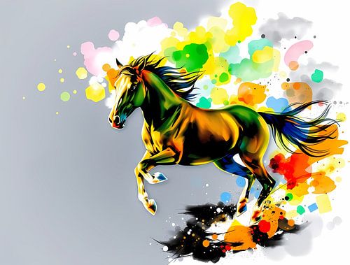 Paard in coloursplash