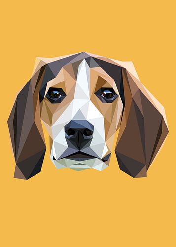 Brauner Hundekopf Abstrakt Low Poly