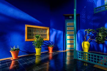 Die blaue Mauer der Majorelle im Majorelle-Garten in Marrakesch von Rene Siebring