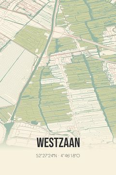 Vieille carte de Westzaan (Hollande du Nord) sur Rezona