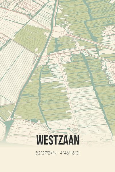 Alte Karte von Westzaan (Nordholland) von Ortsdrucke