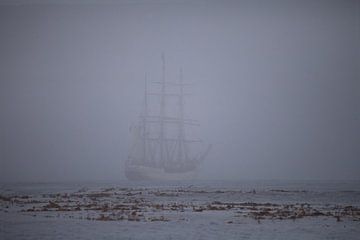 Antarctica South Georgia Bark Europa in mist van ad vermeulen