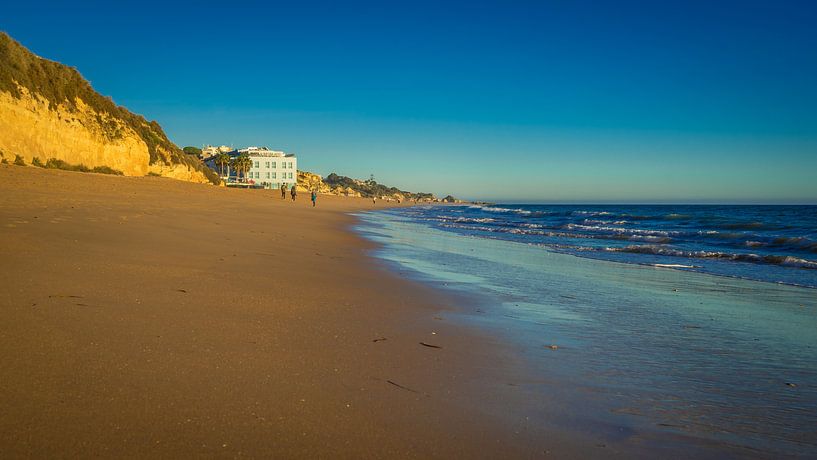 Sun Setting On An Empty Albufeira Beach von Urban Photo Lab