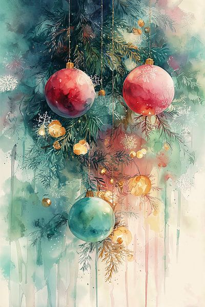 Christmas Balls in Watercolor no. 1 by Studio BB