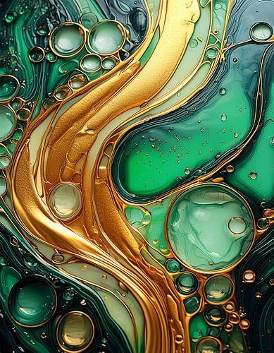 Goud en groen met patroon